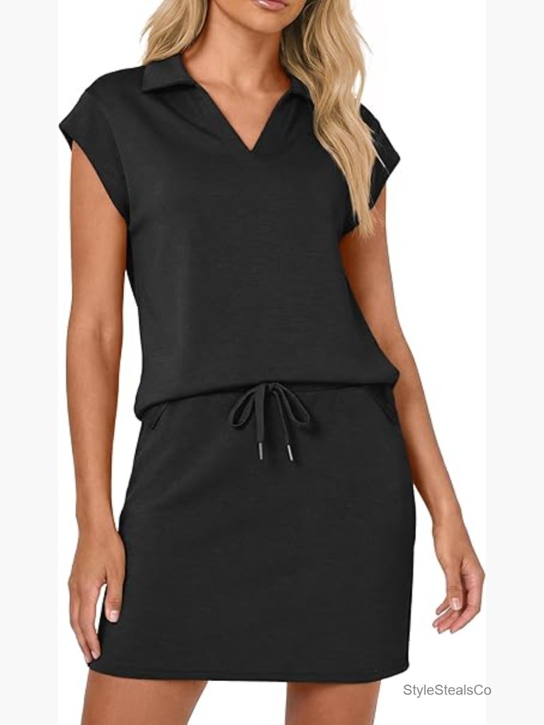 Two Piece Skirt Set With Cap Sleeve V-Neck Top And Skort